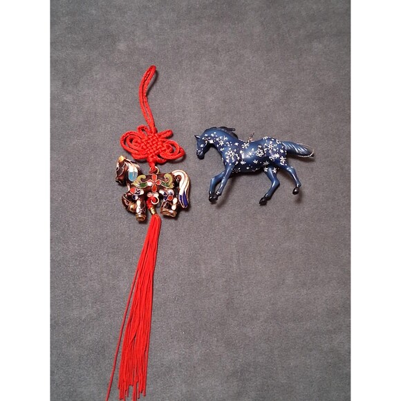 Vintage Horse Christmas Ornaments Cloisonne & Snowflake Horse - Picture 1 of 4
